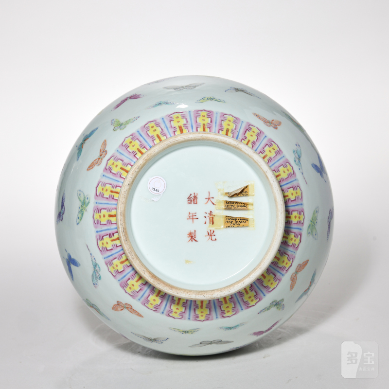 清光绪 粉彩百蝶纹赏瓶 - 图5